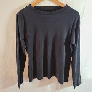 Talbots Petites Pina Cotton Long Sleeve Black Shirt